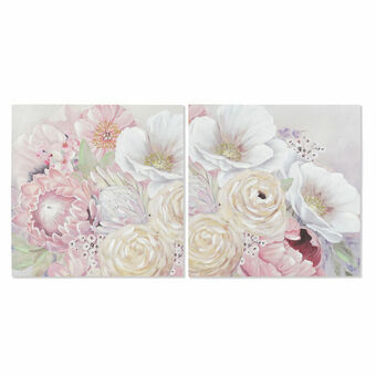 Painting DKD Home Decor Flowers (60 x 2,5 x 60 cm) (2 Units)