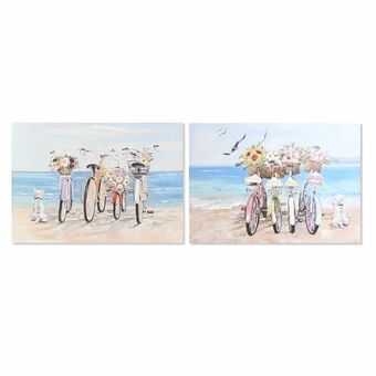 Painting DKD Home Decor Bicycle Mediterranean (100 x 2,5 x 70 cm) (2 Units)