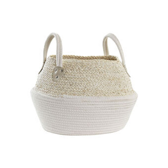 Basket DKD Home Decor Cotton Fibre (37 x 37 x 25 cm)