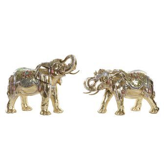Decorative Figure DKD Home Decor Elephant Golden Resin Multicolour (45,5 x 20 x 35 cm) (2 Units)