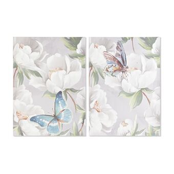 Painting DKD Home Decor Flowers Shabby Chic (2 Units) (50 x 3 x 70 cm)
