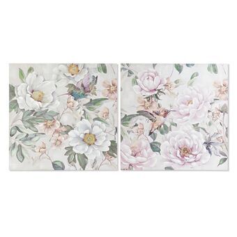 Painting DKD Home Decor Flowers (80 x 3 x 80 cm) (2 Units)