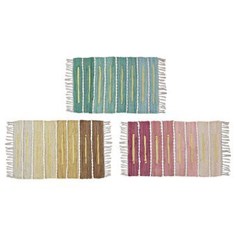 Bath rug DKD Home Decor Cotton Multicolour (80 x 50 x 0,75 cm) (3 Units)