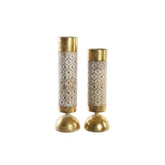 Candleholder DKD Home Decor Golden Metal (11 x 11 x 41 cm) (2 unidades)