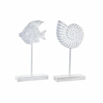 Decorative Figure DKD Home Decor MDF White Fish (19 x 7 x 38 cm) (2 Units)