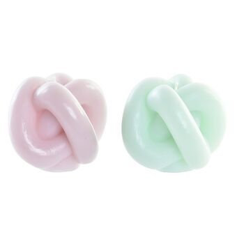 Candle DKD Home Decor Turquoise Light Pink Knot Wax (9 x 9 x 7 cm) (2 Units)