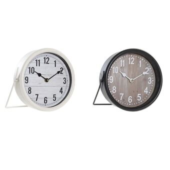 Table clock DKD Home Decor Black White Iron Loft (20 x 5,5 x 20 cm) (2 Units)