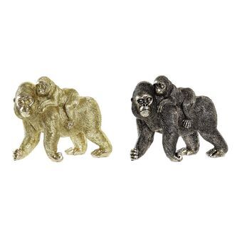 Decorative Figure DKD Home Decor Silver Golden Resin Gorilla (20 x 11,5 x 16,5 cm) (2 Units)