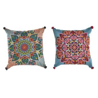 Cushion DKD Home Decor Polyester Cotton Aluminium Multicolour Mandala Arab (40 x 10 x 40 cm) (2 Units)
