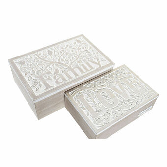 Set of decorative boxes DKD Home Decor Natural MDF White (24 x 16 x 8,5 cm)