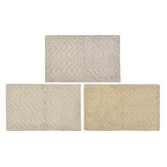 Bath rug DKD Home Decor Beige Brown Cotton Light brown (80 x 50 x 1 cm) (3 Units)
