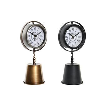 Table clock DKD Home Decor Crystal Black Golden Iron (16 x 11,5 x 32 cm) (2 Units)