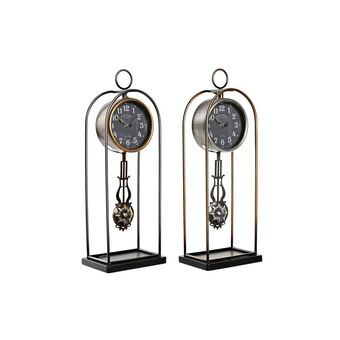 Table clock DKD Home Decor Crystal Black Golden Iron (17 x 12 x 46,5 cm) (2 Units)