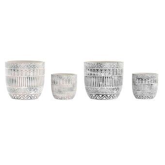 Set of pots DKD Home Decor Grey Cement White Colonial (16 x 16 x 15 cm) (2 Units)