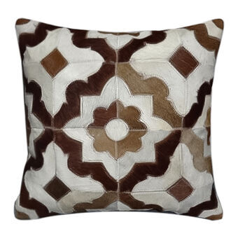 Cushion DKD Home Decor Brown White Polyester Leather (40 x 10 x 40 cm)
