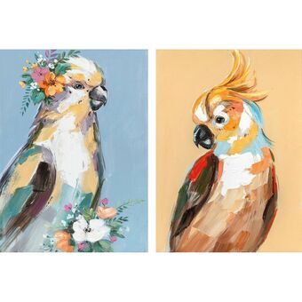 Canvas DKD Home Decor 50 x 2,7 x 70 cm Parrot Modern (2 Units)