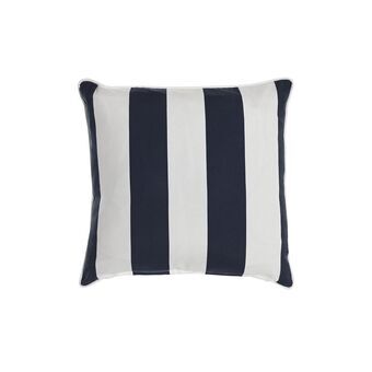 Cushion DKD Home Decor Stripes White Navy Blue (40 x 10 x 40 cm)