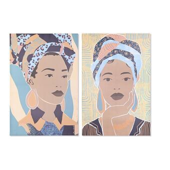 Painting DKD Home Decor 83 x 4,5 x 123 cm Colonial 80 x 3 x 120 cm African Woman (2 Units)