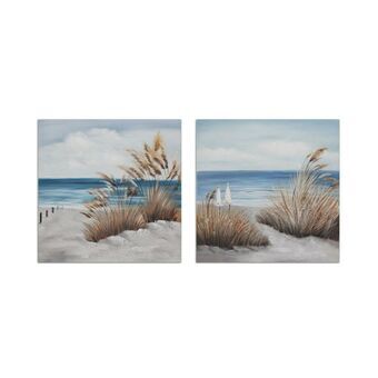 Canvas DKD Home Decor 100 x 2,8 x 100 cm Beach Mediterranean (2 Units)