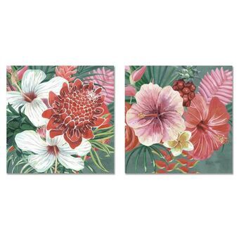 Painting DKD Home Decor Flowers Tropical (2 Units) (60 x 2 x 60 cm)