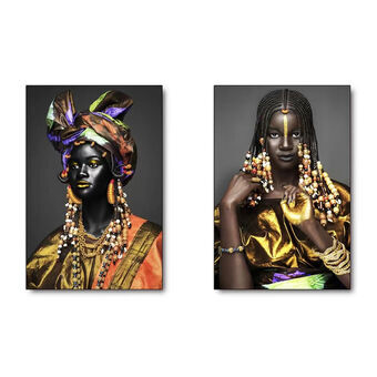Painting DKD Home Decor Colonial African Woman (50 x 2 x 70 cm) (2 Units)