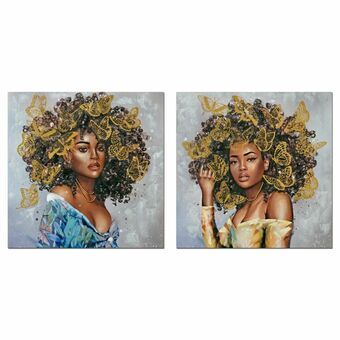 Painting DKD Home Decor Colonial African Woman 80 x 3 x 80 cm (2 Units)