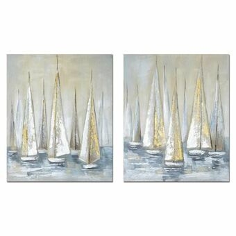 Painting DKD Home Decor Yachts Mediterranean (50 x 2,5 x 60 cm) (2 Units)