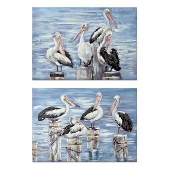 Painting DKD Home Decor Birds Mediterranean (2 Units) (100 x 3 x 70 cm)