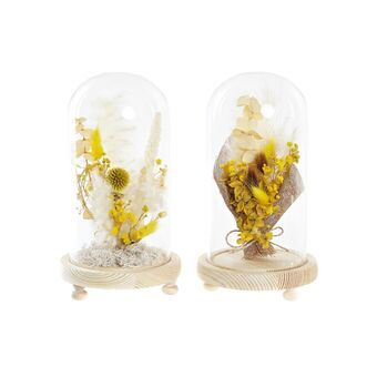 Decorative Flower DKD Home Decor Crystal Beige Brown Yellow Flowers (2 Units) (12 x 12 x 21 cm)