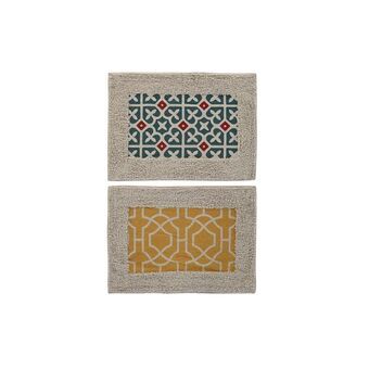 Bath rug DKD Home Decor Blue Polyester Cotton Arab Mustard (2 Units) (60 x 40 x 1 cm)