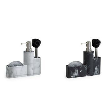 Soap Dispenser DKD Home Decor Black White Resin ABS (21 x 6,1 x 19 cm) (2 Units)