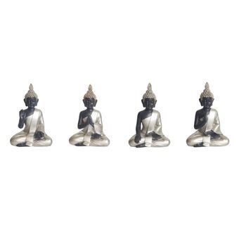 Decorative Figure DKD Home Decor Silver Black Buddha Resin Oriental (10 x 6 x 15 cm) (4 Units)