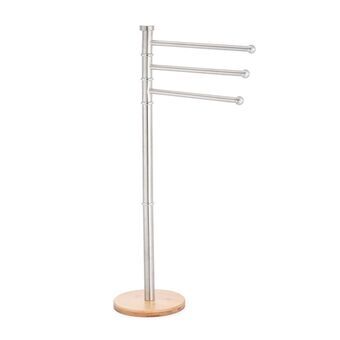 Free-Standing Towel Rack DKD Home Decor Natural Silver Stainless steel Bamboo (22 X 22 X 85,5 CM)