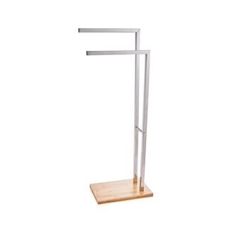 Free-Standing Towel Rack DKD Home Decor Natural Silver Stainless steel Bamboo (40 x 20 x 79 cm) (34 X 20 X 79 CM)