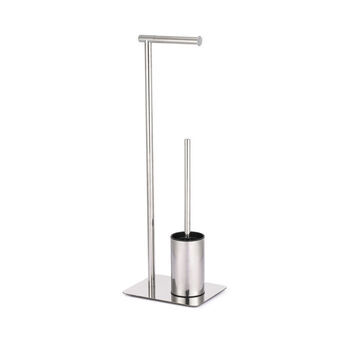 Toilet Paper Holder with Brush Stand DKD Home Decor Silver Stainless steel (23 x 18 x 68 cm)