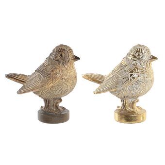 Decorative Figure DKD Home Decor Beige Brown Resin Bird (13 x 6 x 11,7 cm) (2 Units)