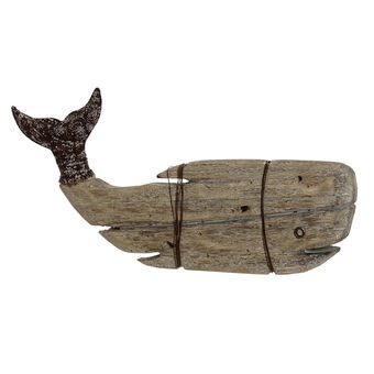 Decorative Figure DKD Home Decor Aged finish Metal Wood Brown Whale (33 x 5,5 x 17 cm)