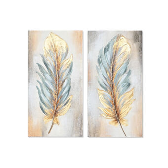 Painting DKD Home Decor Feathers Traditional (30 x 2,5 x 60 cm) (2 Units)