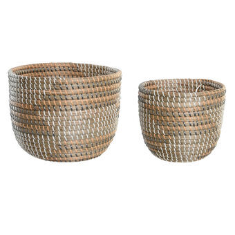 Basket set DKD Home Decor 28 x 28 x 22 cm Tropical Seagrass