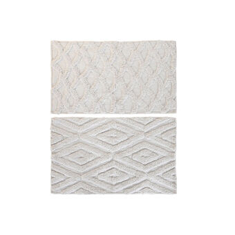 Bath rug DKD Home Decor White Rhombus (2 Units) (50 x 80 x 1 cm)
