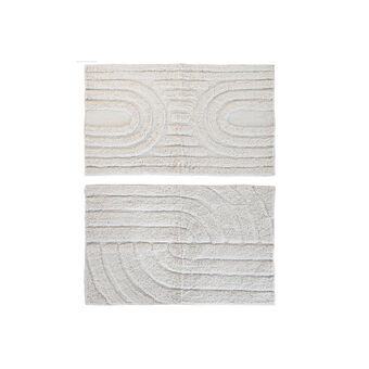 Bath rug DKD Home Decor Abstract White (2 Units) (50 x 80 x 1 cm)