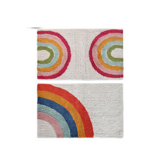 Bath rug DKD Home Decor Multicolour Rainbow Urban (2 Units) (50 x 80 x 1 cm)