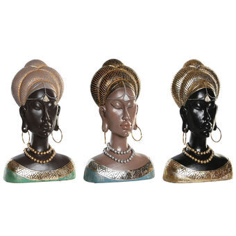 Decorative Figure DKD Home Decor Blue Golden Brown Green Resin Colonial African Woman (14 x 7,5 x 22 cm) (3 Units)