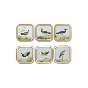 Painting DKD Home Decor Birds Cottage 30 x 2 x 30 cm (6 Units)