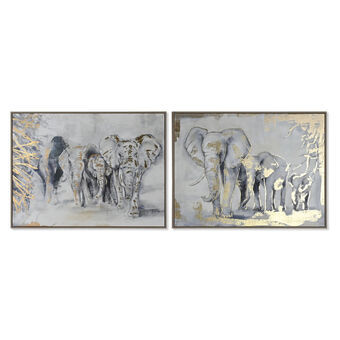 Painting Home ESPRIT Elephant Colonial 100 x 4 x 75 cm (2 Units)