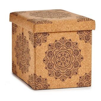 Decorative box Brown Mandala Foldable MDF Cork (31 x 31 x 31 cm)