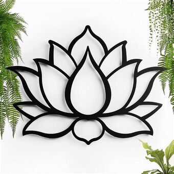 Wall Decoration Keluly Lotus Flower 21 x 15 cm Black Carbon steel