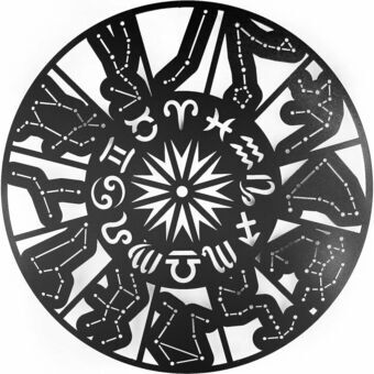 Wall Decoration Keluly Zodiac symbol 31 x 31 cm Black Carbon steel