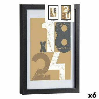 Photo frame 24 x 2,5 x 32,5 cm Black Glass MDF Wood (6 Units)