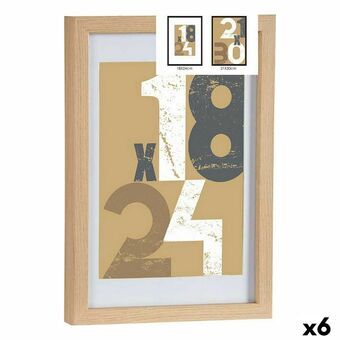 Photo frame 24 x 2,5 x 32,5 cm Natural Glass MDF Wood (6 Units)